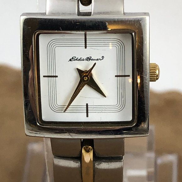 Eddie Bauer Square Tone Gold Silver Watch